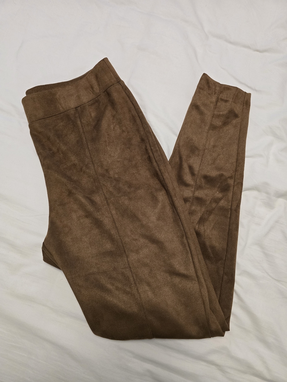 Stoosh Brown Suede-Look Ponte Leggings